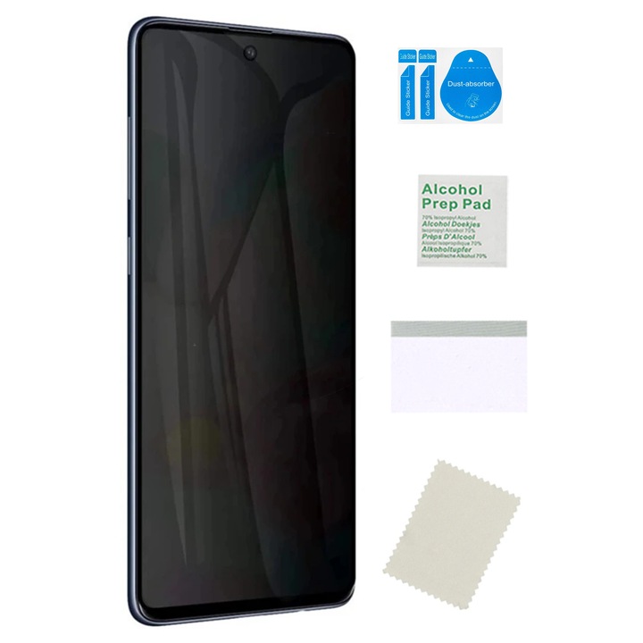 Magán védőfólia REALME C21Y / C25Y készülékekhez, MARTECH, 0,13 mm, ujjlenyomat-taszító, komplett készlet