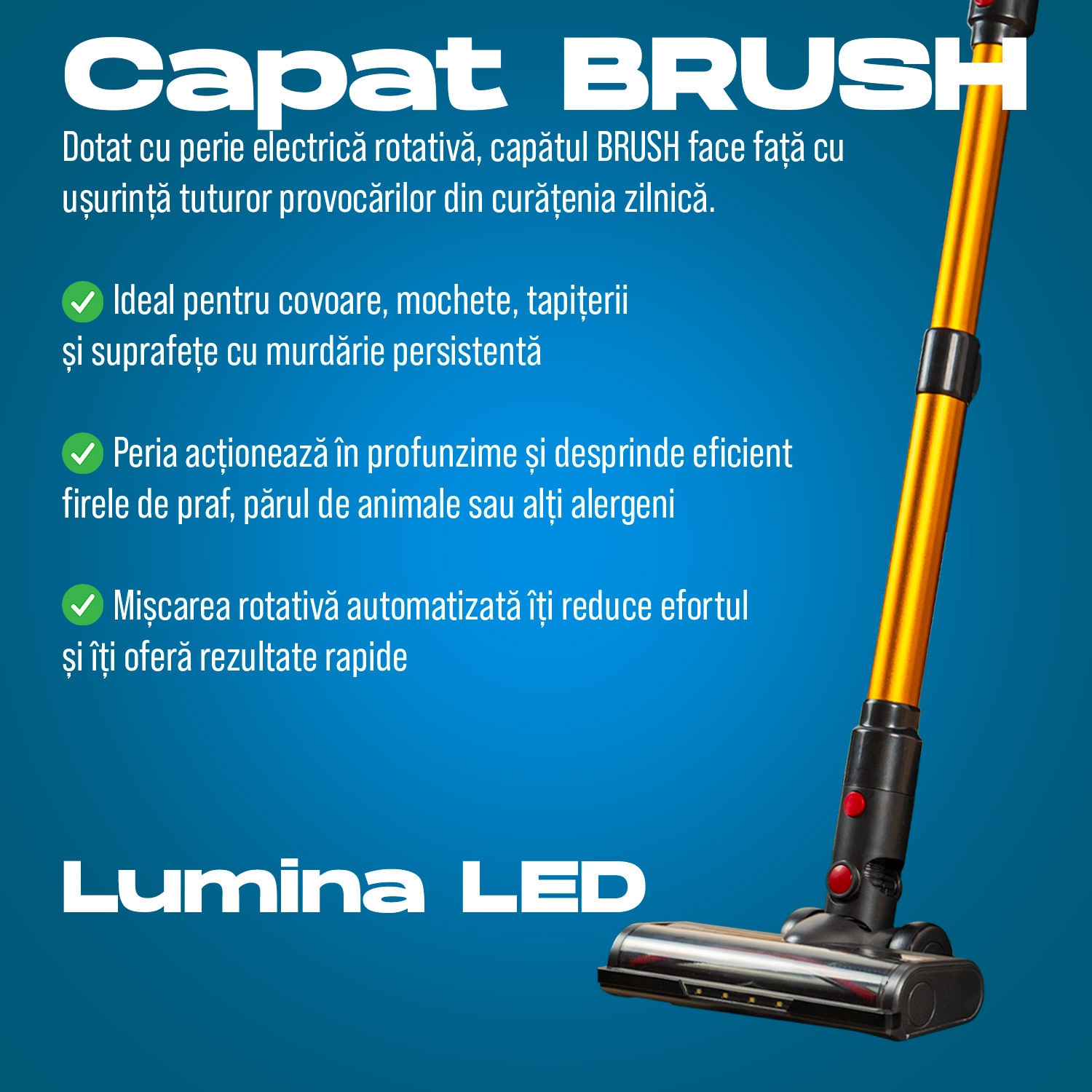 Aspirator vertical fara fir Zenkabeat XC400, 2in1: 400W Brushless, Baterie 17600 Mah, acumulator Li 29.6V, autonomie pana la 50 min, aspirator vertical sau de mana, Tub extensibil, Perie Led, rezervor praf 0.8 l, 30kPa, filtru HEPA, Negru/Portocaliu