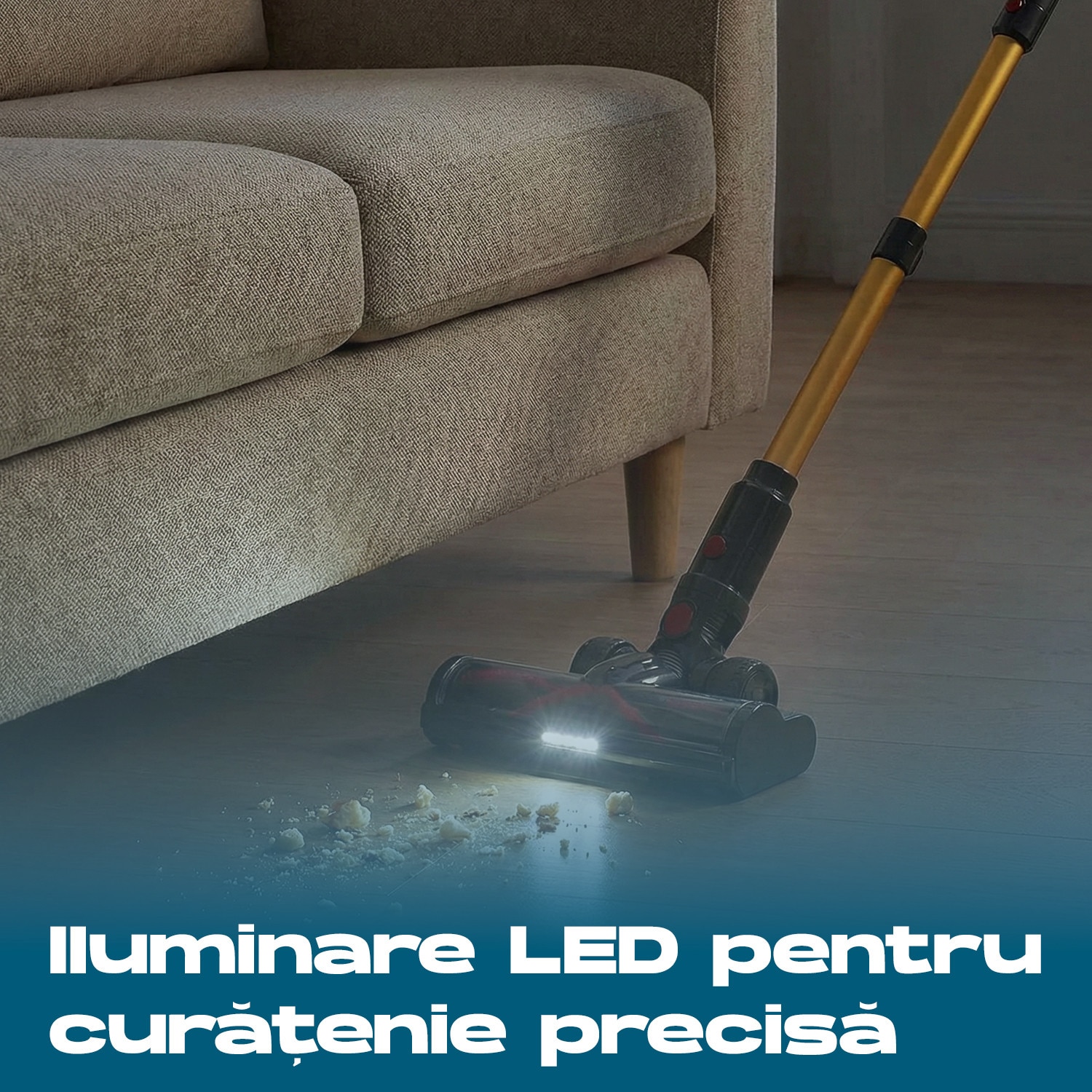 Aspirator vertical fara fir Zenkabeat XC400, 2in1: 400W Brushless, Baterie 17600 Mah, acumulator Li 29.6V, autonomie pana la 50 min, aspirator vertical sau de mana, Tub extensibil, Perie Led, rezervor praf 0.8 l, 30kPa, filtru HEPA, Negru/Portocaliu