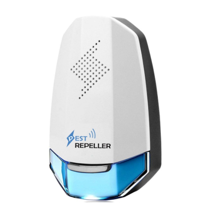 Aparat profesional cu ultrasunete electronic, alunga rozatoarele, gandacii, Control ecologic prin plug-in, culoare -alb/albastru