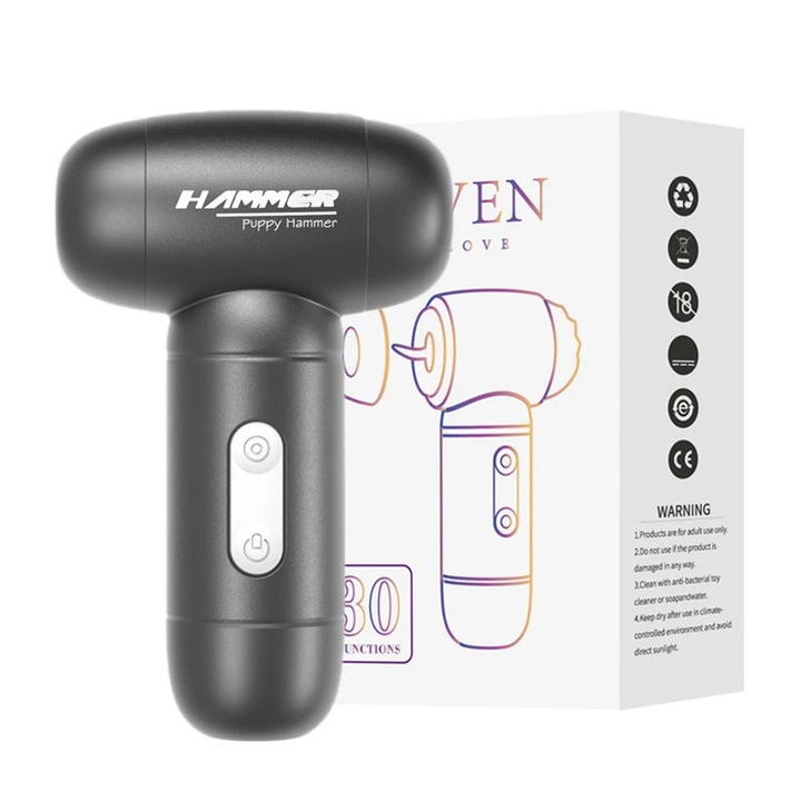 Vibrátor mini kalapács 9,7 cm multifunkcionális USB fekete