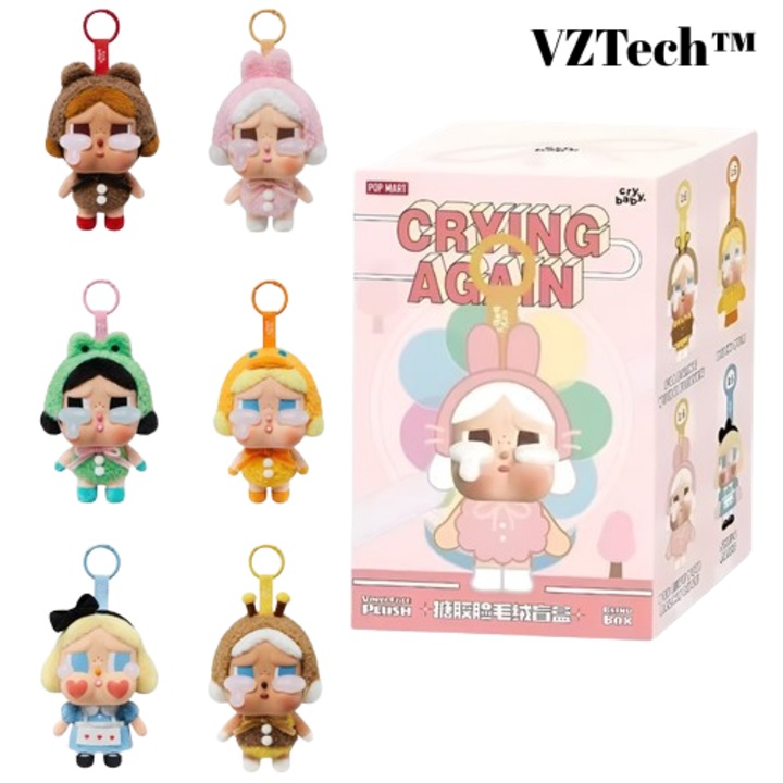 Премиум плюшена играчка CryBaby Labubu колекционерски ключодържател, Crying Again, Blind Box, Pop Mart, VZTech™, 17 см