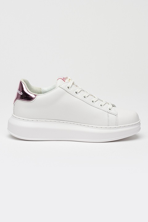 Karl Lagerfeld, Pantofi sport din piele cu imprimeu logo, Lila/Alb optic