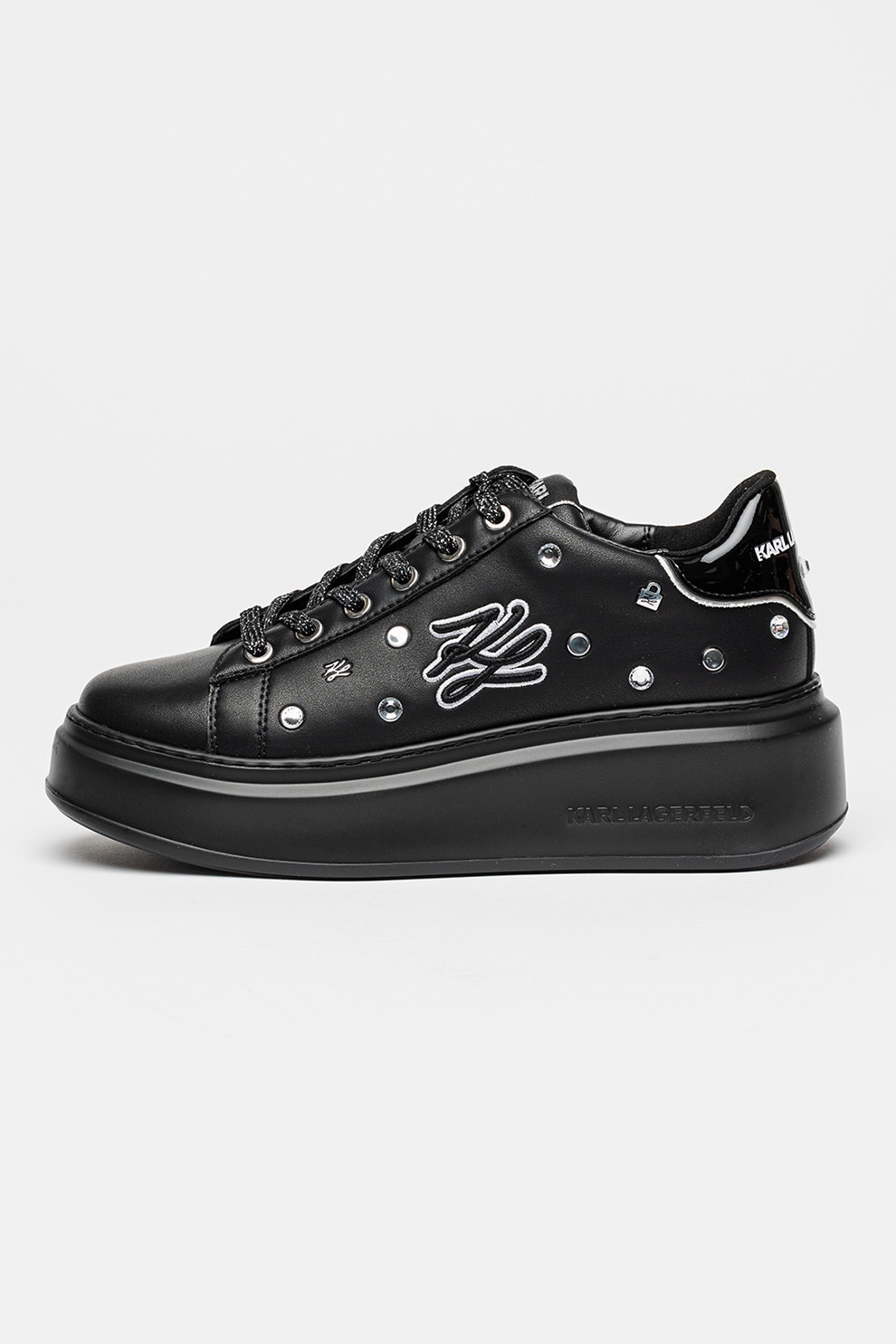 Karl Lagerfeld, Pantofi sport de piele cu tinte Anakapri, Negru