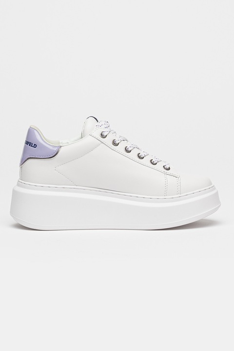 Karl Lagerfeld, Кожени спортни обувки с лого, Бял/Лилав