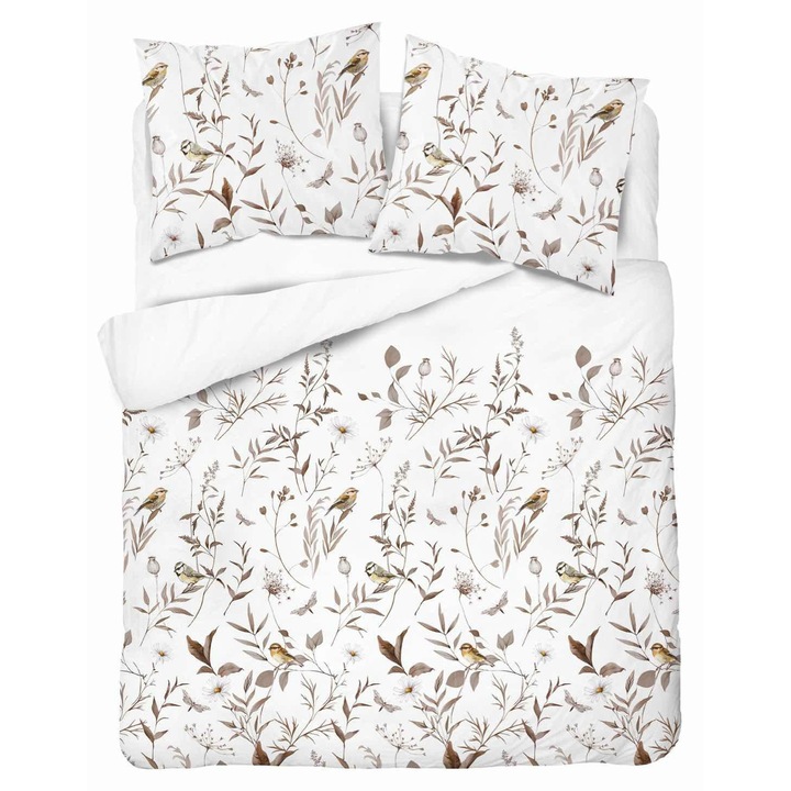 Detexpol ágyneműhuzat, Naturalis kollekció, 220x200 cm, 100% pamut, fehér/bézs, komplett szett