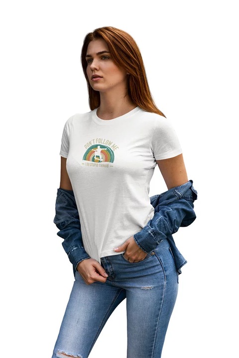Tricou D&B pentru femei WST00144 Follow Me Alb - Marimea S