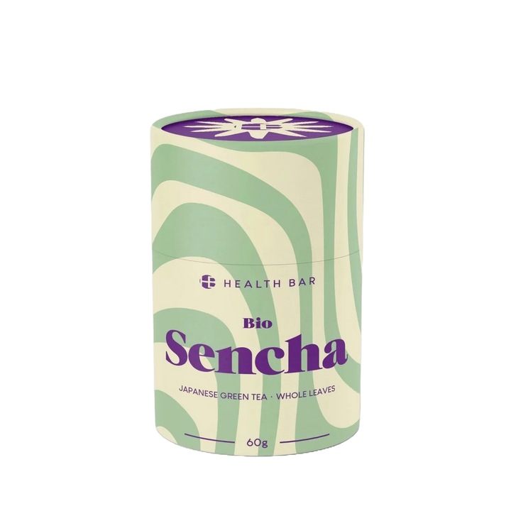 Sencha bio Health Bar tea, friss ízű, antioxidánsokat és tápanyagokat tartalmaz, méregtelenítő hatású, szabályozza a vércukorszintet, gluténmentes, bio, prémium, kézzel szedett és feldolgozott, 60 g
