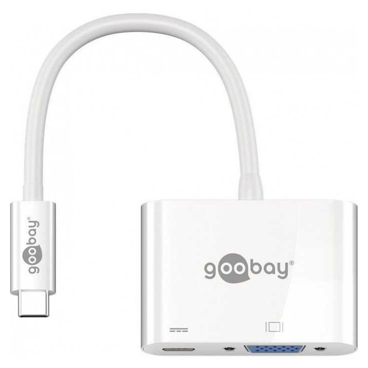 Adaptor multiport USB Type C la USB Type C +VGA alb Goobay