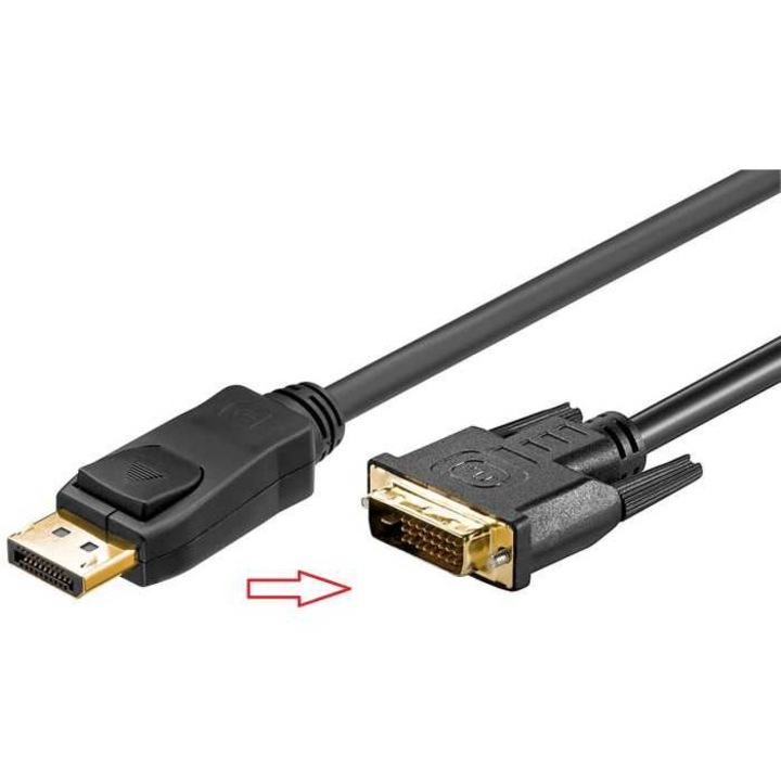 Cablu DisplayPort IN la DVI-D 24+1pin OUT 3m FULL HD contacte aurite