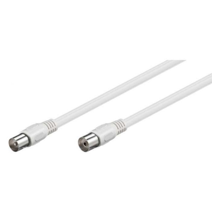 Cablu COAXIAL TV antena 1.5m mama-tata 75 ohm clasa A 85DB Dublu ecranat CCS alb 66613 Goobay