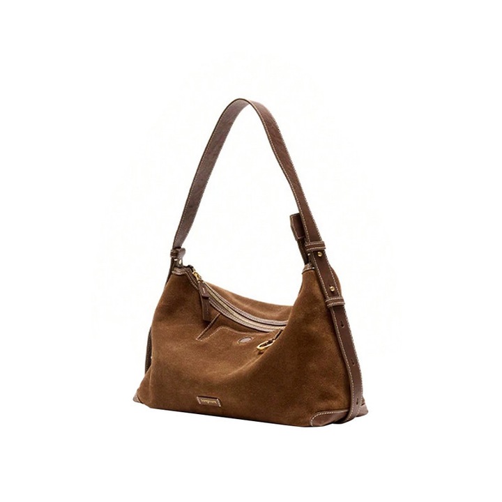 Дамска чанта, изкуствена кожа, кафява, 20x14x17см, голям капацитет, елегантна