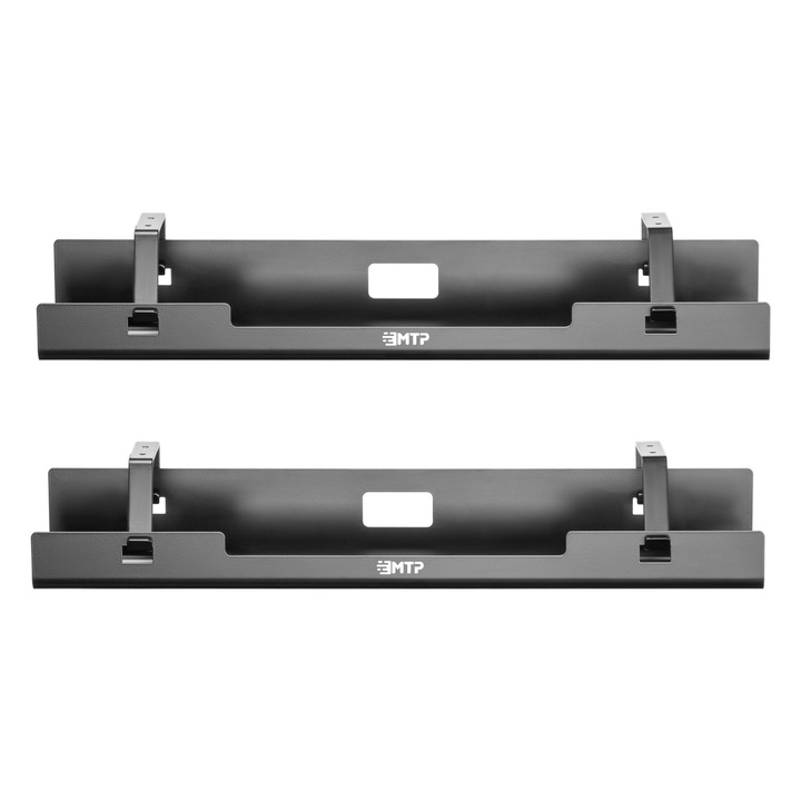Set 2x Organizator cabluri cu prindere sub blat birou MTP, Tip tavita, Usor detasabil, Negru