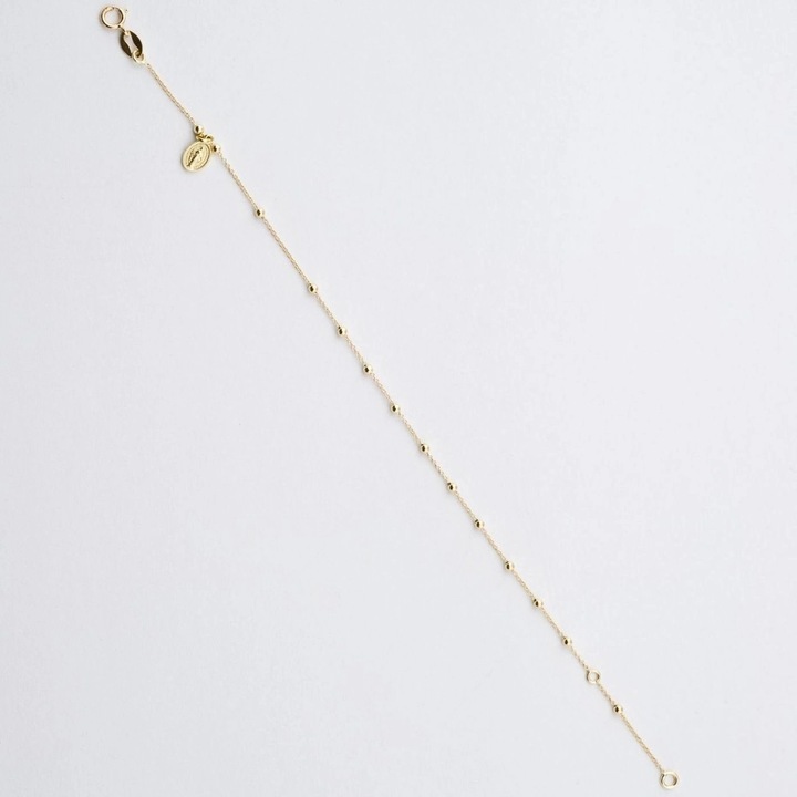 Bratara din Aur Galben de 18 kt cu Bile, Fecioara Maria si Lant Diamantat, Ajustabila, Sandra Ferretti, 1.14g