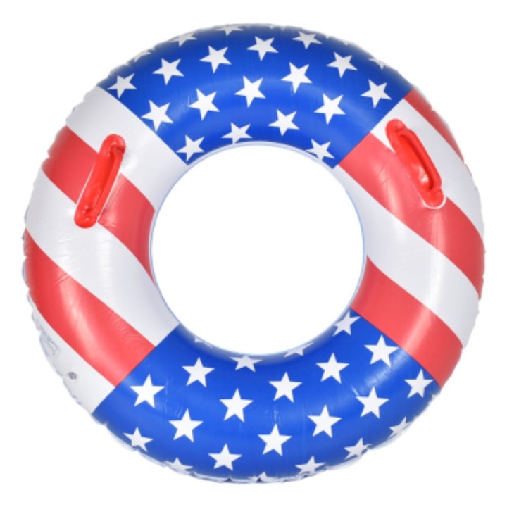 Colac de Inot Gonflabil 90cm cu Manere – Design Steag SUA, Ideal Plaja/Piscina, Rezistent si Colorat, Accesoriu Perfect pentru Vacanta, Adulti & Copii