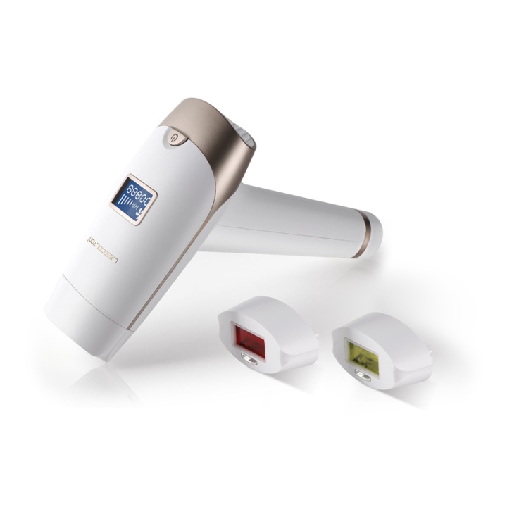 Epilator cu lumina intens pulsata (IPL) Lescolton T009i pentru epilare definitiva acasa, putere 36W, include 2 lampi interschimbabile, galben pentru epilat si rosu pentru rejuvenare, utilizare la retea