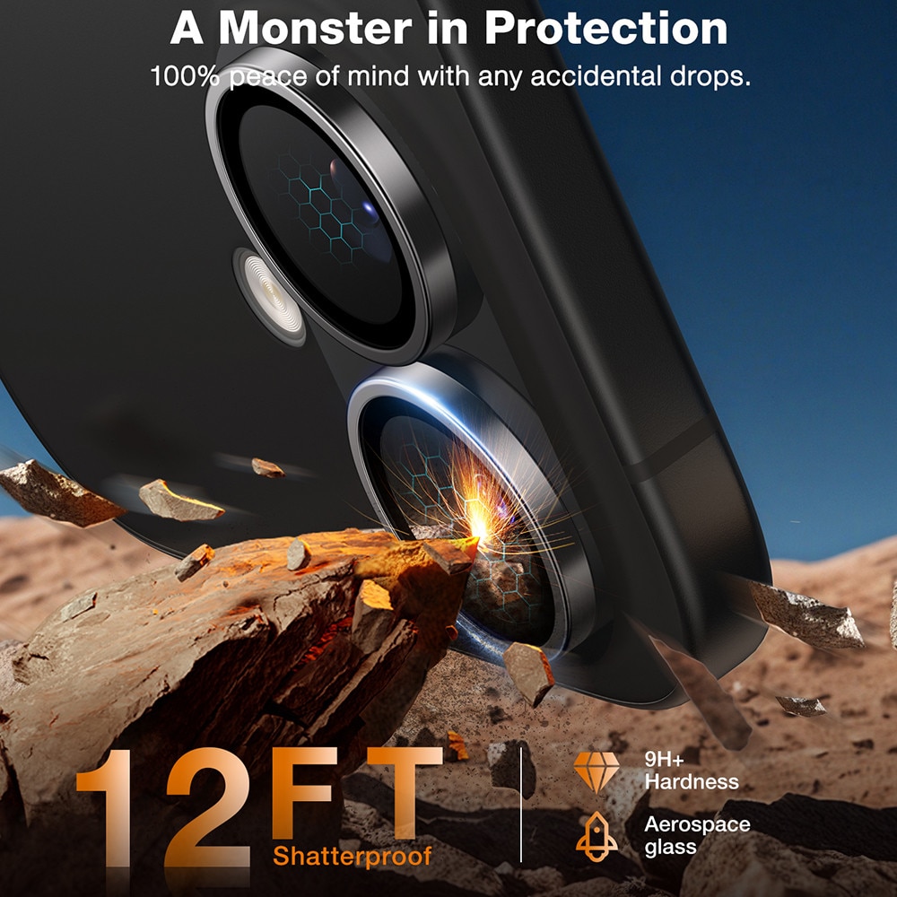 Husa Protectie Compatibila cu Lensguard Camera Protector, Torras, iPhone 16 / iPhone 16 Plus - Titanium Grey