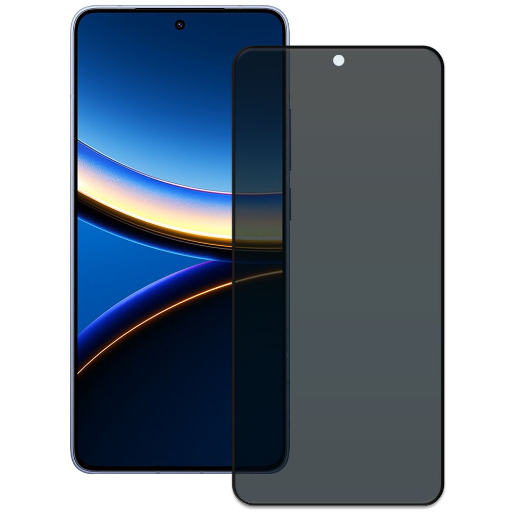 Folie din sticla securizata pentru Xiaomi Poco F7 Pro, HAMSTERBOX Privacy Shield, Protectie completa ecran, Full face, Aplicare rapida, Case Friendly, Negru