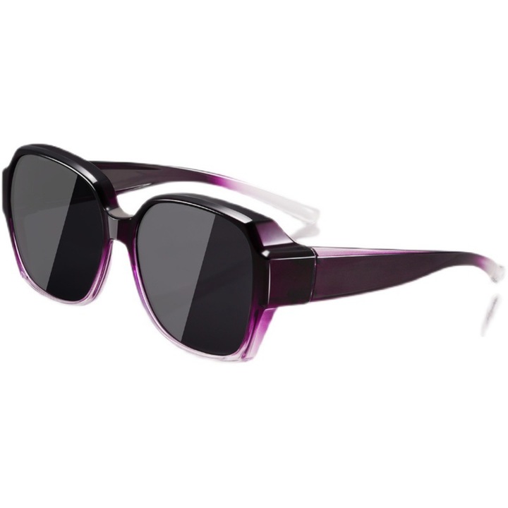 Ochelari de soare dama, lentile polarizate, MzcrJosv®, UV400, se potrivesc peste ochelari de vedere, Cu husa pentru ochelari, carpa de curatare, sporturi in aer liber, ciclism, Tampoanele de nas sunt confortabile, PC, 14.6 x 14.5 x 5.3cm, Violet