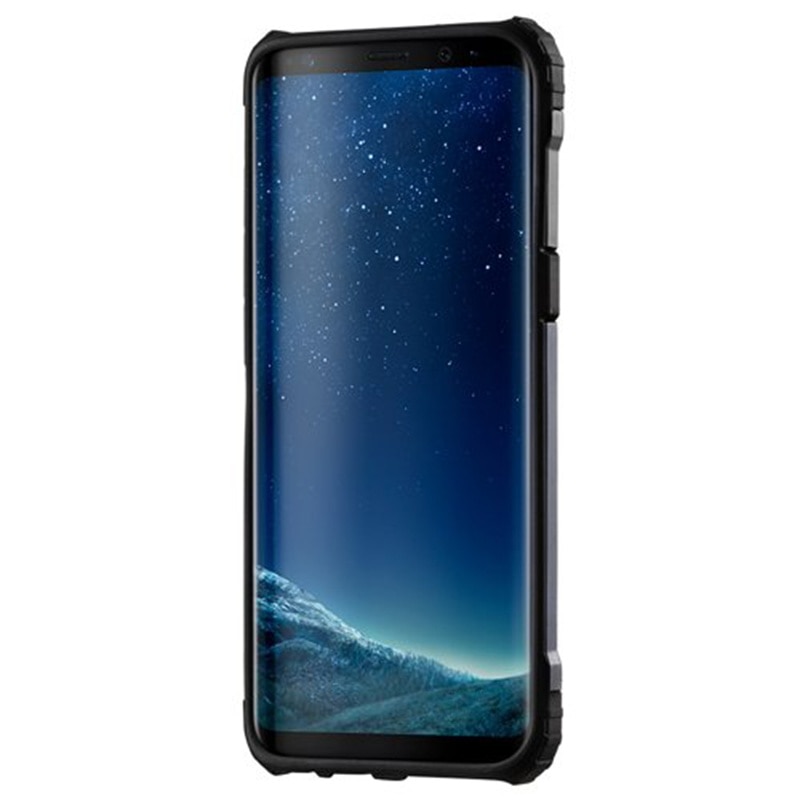 Husa pentru Samsung Galaxy S8 Plus, SKYDDAR INNOVATION, Hybrid Armor, din Plastic Dur, Margini Cauciucate, Antisoc, set cu sticker, Negru