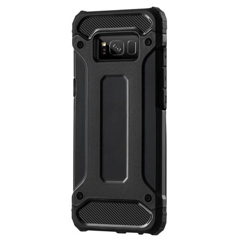 Husa pentru Samsung Galaxy S8 Plus, SKYDDAR INNOVATION, Hybrid Armor, din Plastic Dur, Margini Cauciucate, Antisoc, set cu sticker, Negru