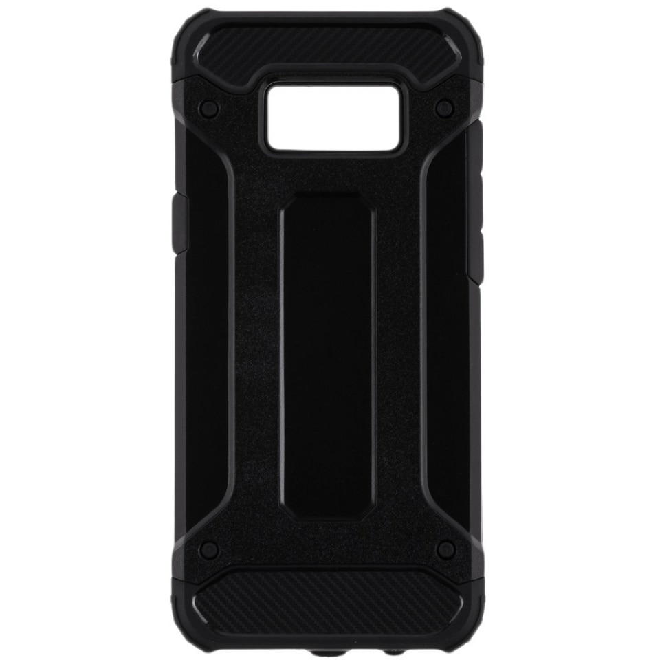 Husa pentru Samsung Galaxy S8 Plus, SKYDDAR INNOVATION, Hybrid Armor, din Plastic Dur, Margini Cauciucate, Antisoc, set cu sticker, Negru