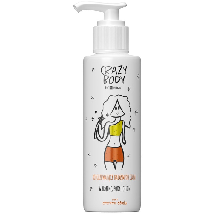 Hiskin Crazy testbalzsam, melegítő hatású, vattacukor ízű, 300 ml