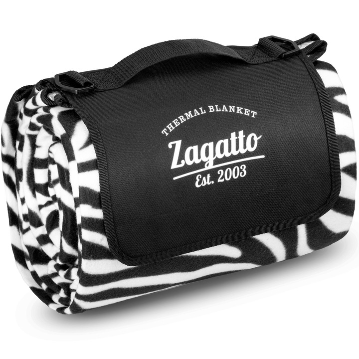 Одеяло за пикник, Zagatto, водоустойчиво, 200x200 см, 6-8 души, черно/бяло