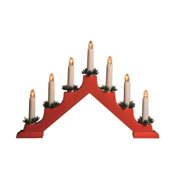 Decor piramida cu lumanari, 7 becuri, roşu, Home KAL 01, alimentare baterii Decor piramida cu lumanari, 7 becuri, roşu, Home KAL 01, alimentare baterii