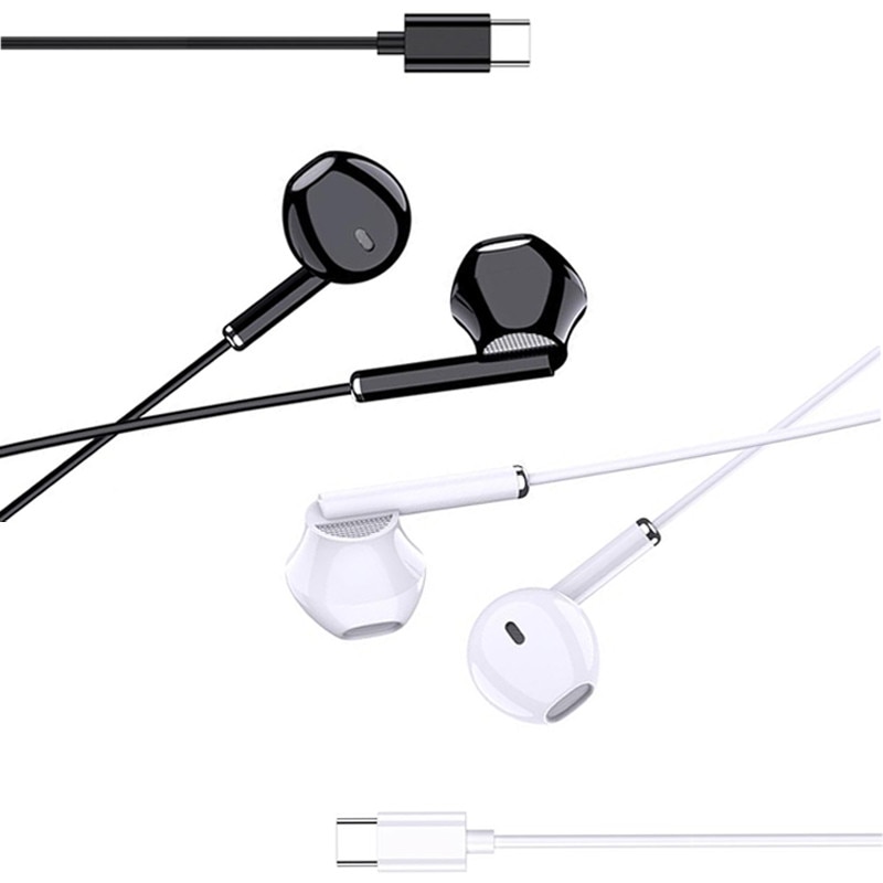 Casti cu Fir Type-C KSC-1295, Compatibile iPhone 15/16/17 si Android, Cablu 1.2M, Microfon, Negru