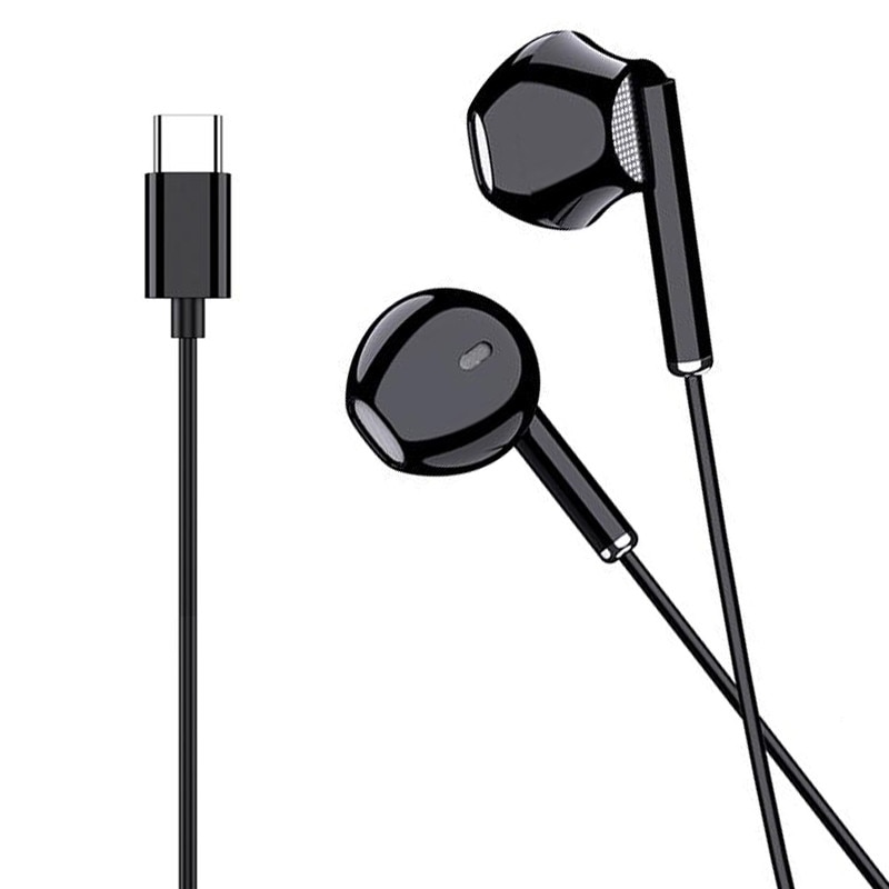 Casti cu Fir Type-C KSC-1295, Compatibile iPhone 15/16/17 si Android, Cablu 1.2M, Microfon, Negru