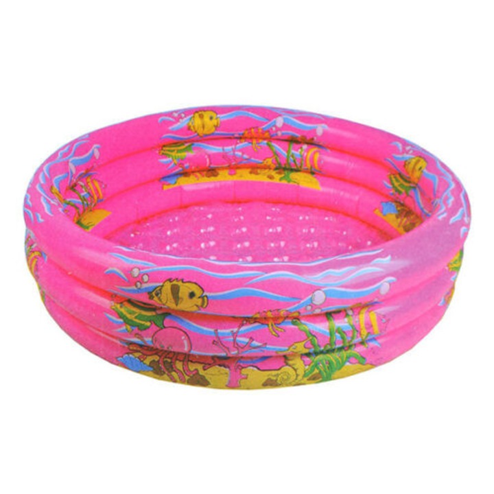 Set Piscina copii cu 3 inele material din vinil 100x35cm Pompa Umflat+colac 90CM