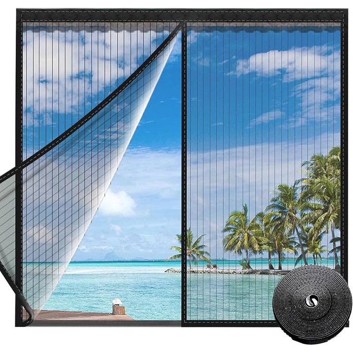 Мрежа против насекоми ComResi®, магнитна, черна, полиестерна, за многократна употреба, 130x150 см