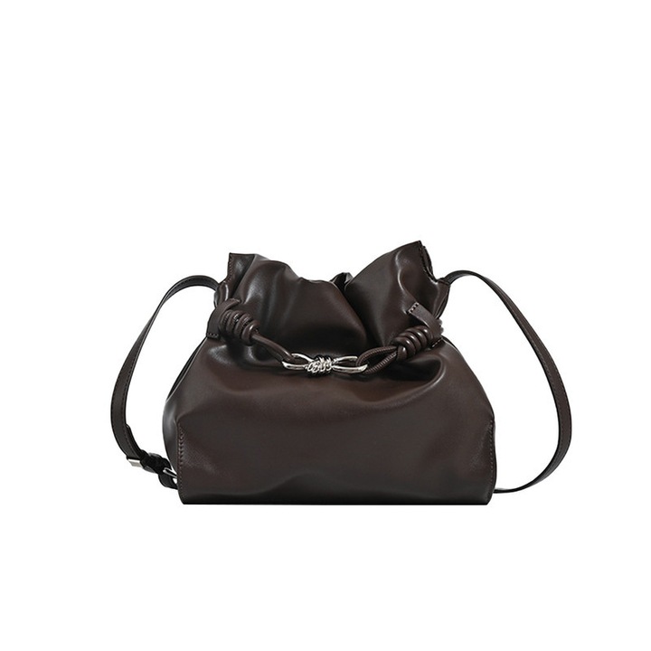 Női válltáska, nagy kapacitású, öko bőr, 26,2x11,2x23,4 cm, Barna, 26*12*24cm