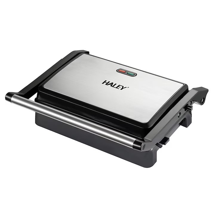 Grill Maker HALEY 2000W, Inox, Argintiu/Negru, Tuburi Curvate, Tava Integrata