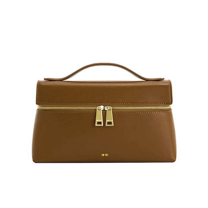 Női táska, elegáns modell, barna színű, ökobőr, 23x6x13 cm