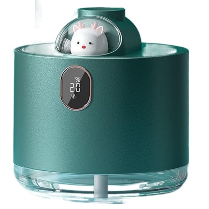 Сладък овлажнител, дифузер за ароматерапия с лампа, супер тих, капацитет 500 мл, зареждане през USB, батерия 2000 mAh - ЗЕЛЕН