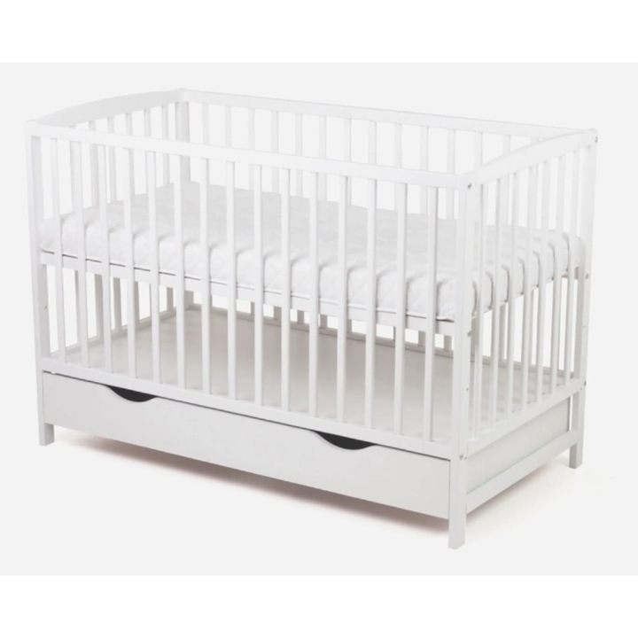 Бебешко креватче, Лука, 120x60 см, с вентилатор, регулируема височина, бяло