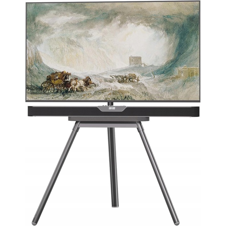 ТВ шкаф Luka, сив, 43-65", 40 кг, с рафт, модерен дизайн