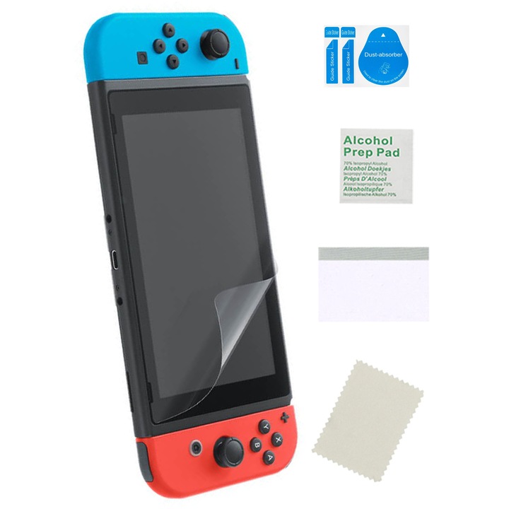 Folie hidrogel pentru Nintendo Switch, MARTECH, transparenta, rezistenta la zgarieturi, set complet