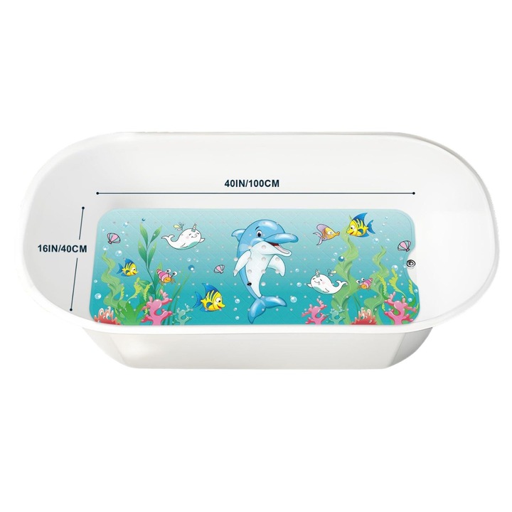 Бебешка постелка за баня, LYCENXI, 102x42 см, неплъзгаща се, с вендузи и отвори за оттичане