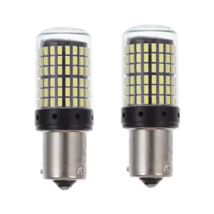 BZRSH LED BA15S 1156/P21W autóizzó készlet, 144 SMD LED, hideg fehér fény, 6000K, 20W, 2 db
