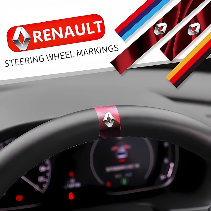 Set 2 stickere pentru volan auto, alinierea liniei centrale a volanului, pentru Renault Clio Captur Megane Kadjar Duster