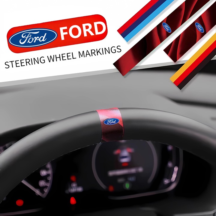 Set 2 stickere auto, alinierea liniei centrale a volanului, pentru Ford Puma Focus Kuga Fiesta EcoSport