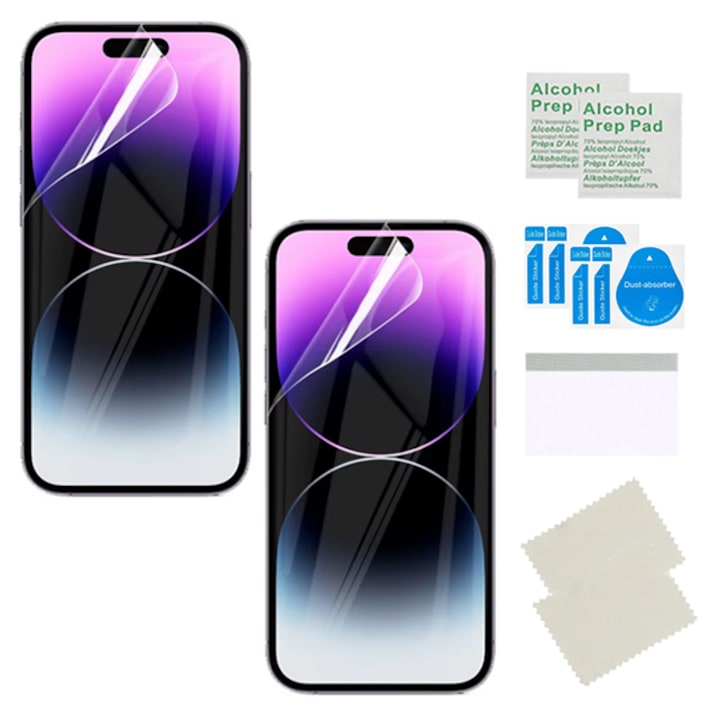 Хидрогелно защитно фолио за IPHONE 15 / 15 PRO / 16, 2 броя, прозрачно, 0.13 мм