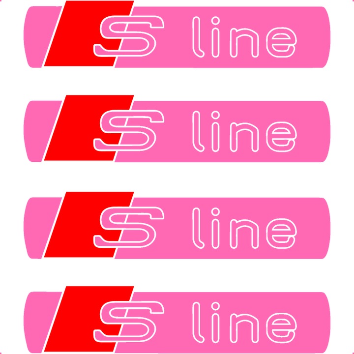 Sticker Auto Audi S line 4 buc, Etrieri, Oglinda, Luneta, Jante, Maner usi, autoadeziv, Cri-Flo, Culoare Roz, Marime 10 cm