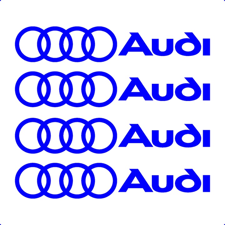 Sticker Auto Audi 4 buc, Etrieri, Oglinda, Luneta, Jante, Maner usi, autoadeziv, Cri-Flo, Culoare Albastru, Marime 7 cm