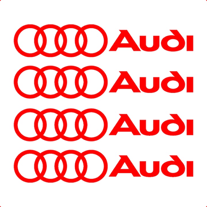Sticker Auto Audi 4 buc, Etrieri, Oglinda, Luneta, Jante, Maner usi, autoadeziv, Cri-Flo, Culoare Rosu, Marime 7 cm
