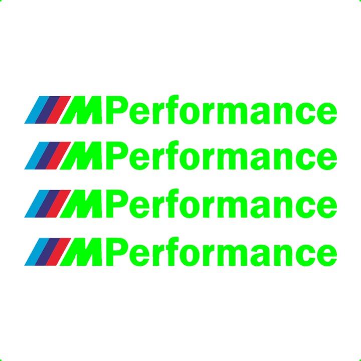 Sticker Auto Bmw M performance 4 buc, Etrieri, Oglinda, Luneta, Jante, Maner usi, autoadeziv, Cri-Flo, Culoare Verde, Marime 7 cm