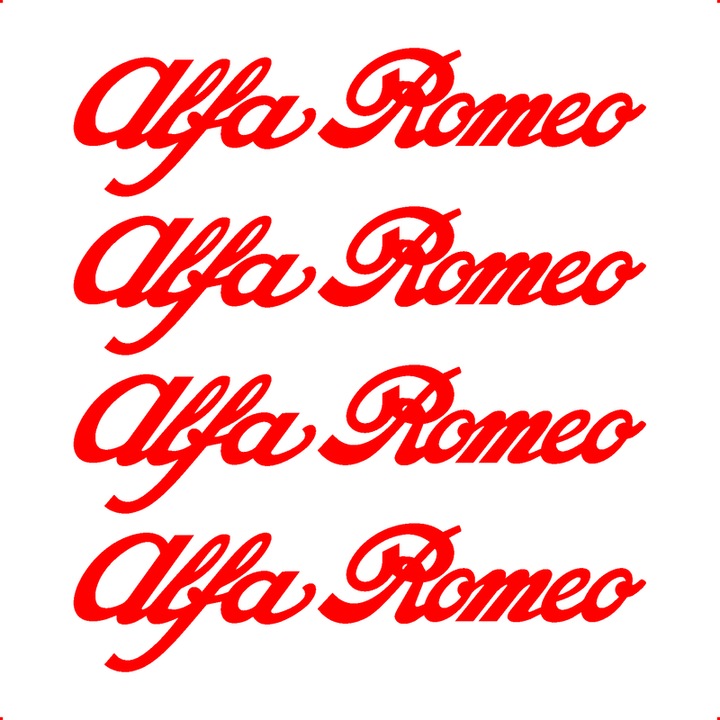 Sticker Auto Alfa Romeo 4 buc, Etrieri, Oglinda, Luneta, Jante, Maner usi, autoadeziv, Cri-Flo, Culoare Rosu, Marime 10 cm